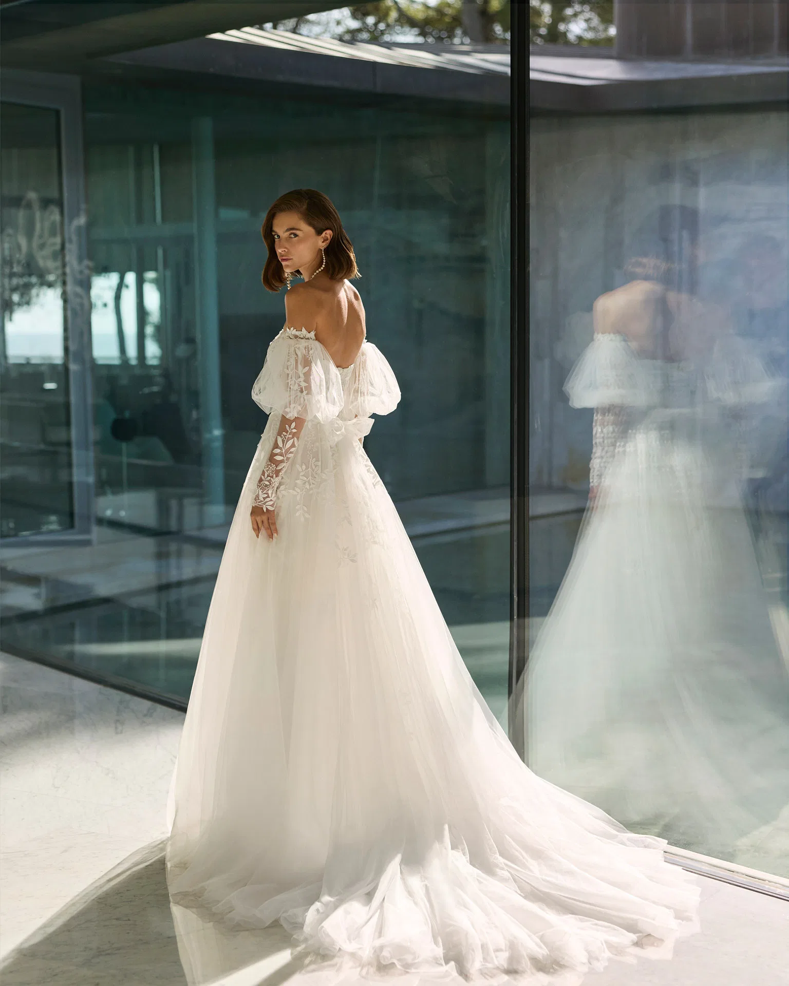 Robe de mariée Gilda Rosa Clara de dos manches amovibles